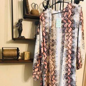 New pink snake skin kimono duster.